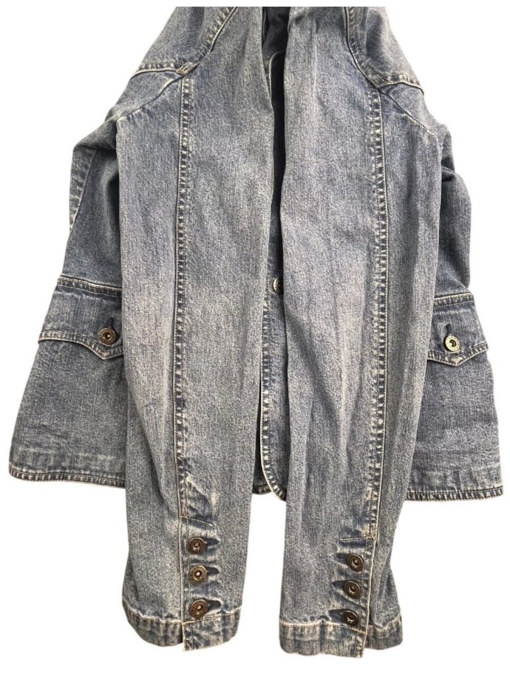 Vintage Tommy Hilfiger Denim Jean Jacket Women 4 Blue Stretch Y2K Button up - Picture 9 of 15